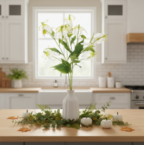 Produkt Sztuczny kwiat Gloriosa, biały i żółty, elegancka gałązka kwitnąca do dekoracji, 80 cm, 3 sztuki