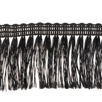 Produkt Czarna wstążka z frędzlami 4 cm, lamówka kordonowa, ozdobny lureks z frędzlami 25 m