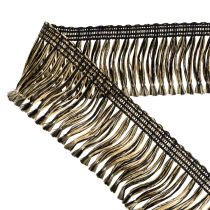 Produkt Czarno-złota frędzla 4 cm x 25 m - idealna do dekoracji wieńców, wstążek żałobnych i akcesoriów vintage