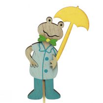 Produkt Żaba z parasolką w kształcie kwiatka drewniana 8,5cm 12szt