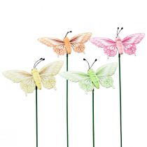 Produkt Zatyczka kwiatowa drewniana dekoracyjna motyle na patyczku 23cm 16szt