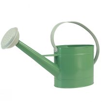 Produkt Metalowa dekoracyjna konewka, w kolorze retro pastelowej zieleni z białymi akcentami, do ogrodu, na balkon i do użytku wewnątrz, 52,5 x 15 x 30 cm