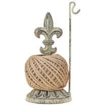 Produkt Antyczny dekoracyjny metalowy uchwyt na szpulkę z nicią z lilią i jutą 20,5 cm
