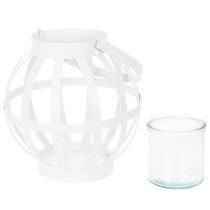 Produkt Latarnia ogrodowa, metal i szkło, wiszący świecznik, biały, Ø18,5 cm