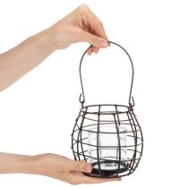 Produkt Latarnia ogrodowa, metalowa, czarna, z lampą wiatrową, Ø14cm, wys. 12,5cm