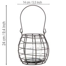 Produkt Latarnia ogrodowa, metalowa, czarna, z lampą wiatrową, Ø14cm, wys. 12,5cm