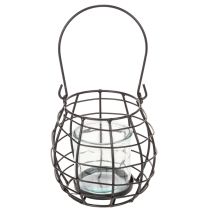 Produkt Latarnia ogrodowa, metalowa, czarna, z lampą wiatrową, Ø14cm, wys. 12,5cm