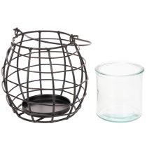 Produkt Latarnia ogrodowa, metalowa, czarna, z lampą wiatrową, Ø14cm, wys. 12,5cm
