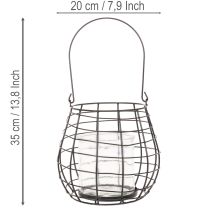 Produkt Latarnia ogrodowa ze szklanym świecznikiem, czarna, Ø20cm, wys.18,5cm