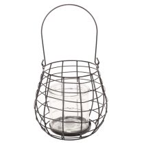 Produkt Latarnia ogrodowa ze szklanym świecznikiem, czarna, Ø20cm, wys.18,5cm