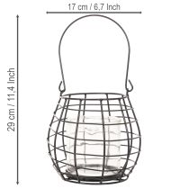 Produkt Latarnia ogrodowa z uchwytem, czarna, szklany świecznik, Ø17cm, wys.15cm