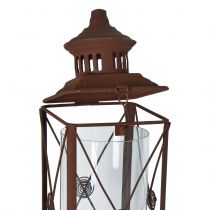 Produkt Latarnia ogrodowa, metalowa ozdoba, wygląd rdzy, 12 cm x 12 cm x 135 cm