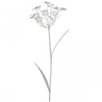 Kwiat wtyk ogrodowy, dekoracja ogrodowa, wtyk do roślin wykonany z metalu shabby chic biały, srebrny L52cm Ø10cm 2szt