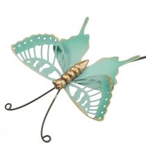 Kołek ogrodowy metalowy motyl turkusowo-złoty 12×10/46cm
