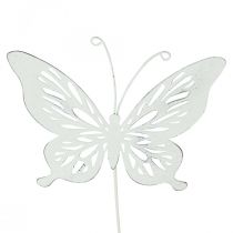 Paliki ogrodowe metalowe motyl biały 14×12,5/52cm 2szt