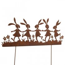 Kołek ogrodowy rdzawy wielkanocny, słupek kwiatowy króliczek metal W40cm