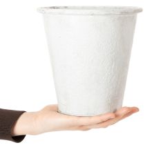 Produkt Doniczka ozdobna, metalowa, biała, Ø18,5 cm, wys.18 cm