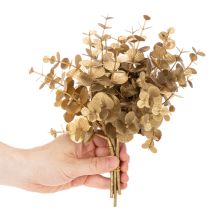 Produkt Sztuczna roślina eukaliptusowa, złota gałązka dekoracyjna do dekoracji stołu, 24 cm