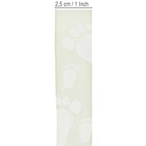 Produkt Wstążka prezentowa ozdoba stópek dziecka do chrztu zielona 25mm 16m
