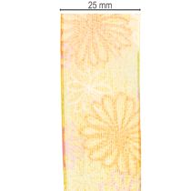 Produkt Wstążka prezentowa, wstążka organza kwiatowa, żółto-pomarańczowa, 25 mm x 18 m