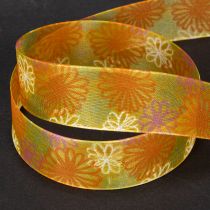 Produkt Wstążka prezentowa, wstążka organza kwiatowa, żółto-pomarańczowa, 25 mm x 18 m