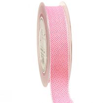 Produkt Wstążka prezentowa w jodełkę biało-różowa 25mm 15m