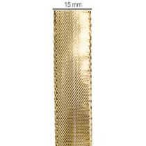 Produkt Złota wstążka prezentowa z drucianym brzegiem, szerokość 15 mm, długość 25 m