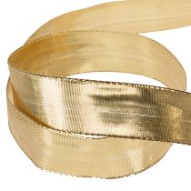 Produkt Złota wstążka prezentowa z drucianym brzegiem, szerokość 25 mm, długość 25 m