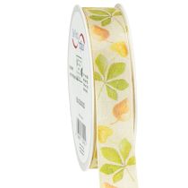 Produkt Wstążka prezentowa zielone jesienne liście dekoracyjna wstążka jesień 25mm 20m