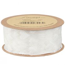 Produkt Wstążka prezentowa serduszka siatkowa wstążka biała brokatowa 40mm 10m