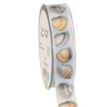 Produkt Wstążka prezentowa marynistyczna muszle niebieskie 25mm 15m