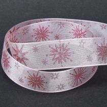 Produkt Wstążka prezentowa gwiazdki wstążka świąteczna różowa 25mm 20m
