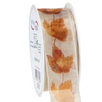 Produkt Wstążka prezentowa z krajką, jesienne liście klonu 40mm 15m