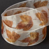 Produkt Wstążka prezentowa z krajką, jesienne liście klonu 40mm 15m
