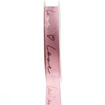 Produkt Wstążka prezentowa z sercami Wstążka ozdobna w kolorze różowego złota 15mm 15m