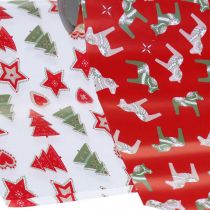 Produkt Papier pakowy świąteczny czerwony, biały 4 arkusze w zestawie 50×70cm