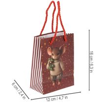 Produkt Torebka prezentowa świąteczna z motywem myszy, 16 cm, 2 sztuki