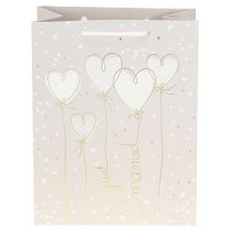 Produkt Torebka prezentowa „just married” torebka prezentowa z uchwytami beżowa 18×10×23cm 2szt