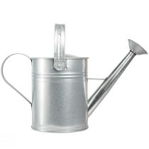 Produkt Dekoracyjna konewka, retro design, metal, srebro, 42x15,5x27cm, dekoracja balkonowa w stylu vintage, doniczka
