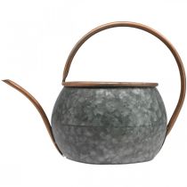 Produkt Metalowa dekoracyjna konewka, styl vintage, rustykalny, dekoracja ogrodu, do sadzenia, srebrno-miedziana, dł. 41 cm, Ø26 cm, wys. 30 cm