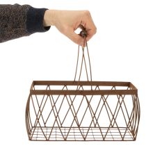 Produkt Koszyk druciany, metalowy, kolor rdzy, 28x13,5x14cm, 2 sztuki