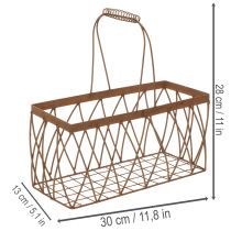 Produkt Koszyk druciany, metalowy, kolor rdzy, 28x13,5x14cm, 2 sztuki