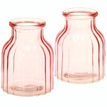 Produkt Szklany wazon na kwiaty retro różowy przyciemniany Ø11cm H14.5cm 2szt