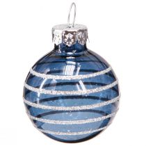 Produkt Szklane bombki choinkowe niebieski srebrny dekor mini Ø3cm 9 szt
