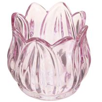 Produkt Szklany świecznik tealight szklany tulipan fioletowy Ø7cm wys.7cm 2szt