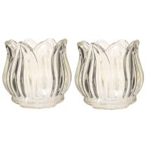 Produkt Szklany świecznik typu tealight tulipan szkło przezroczyste Ø7cm wys.7cm 2szt