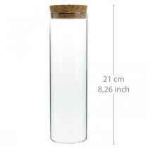 Szkło z korkową pokrywką Szklany cylinder z korkiem Przezroczysty Ø6cm W21cm