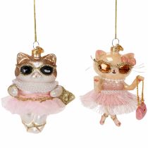Produkt Szklane ozdoby koty z tutu jako ozdoba choinkowa 11cm 2szt.