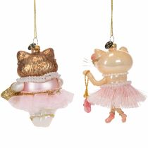Produkt Szklane ozdoby koty z tutu jako ozdoba choinkowa 11cm 2szt.