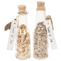Produkt Dekoracja na butelkę szklaną z muszlami i zawieszką, marynistyczna dekoracja stołu, 17 cm, 2 sztuki